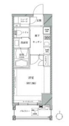 クレイシア亀戸(1K/2階)の間取り写真
