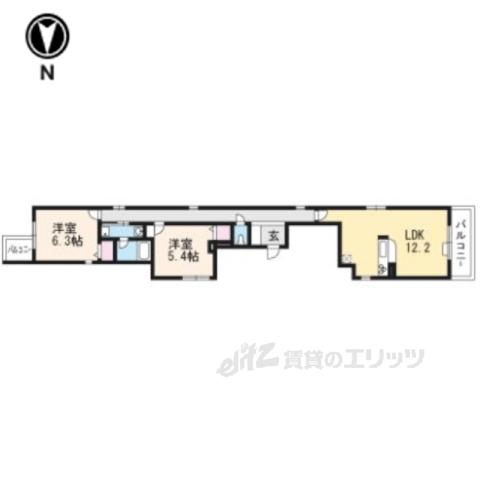 アヴニール御所南Ⅱ(2LDK/4階)の間取り写真