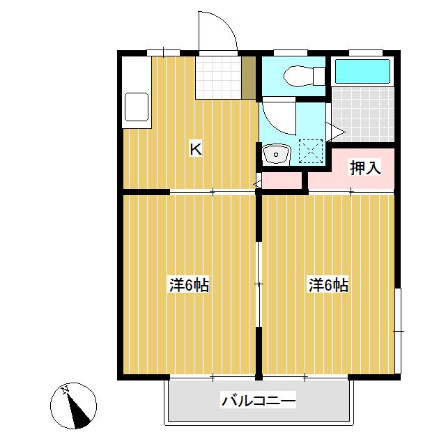 佐藤ハイツA(2K/2階)の間取り写真