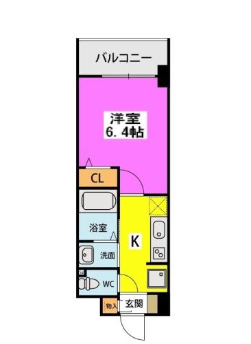 アスミール伊都(1K/2階)の間取り写真