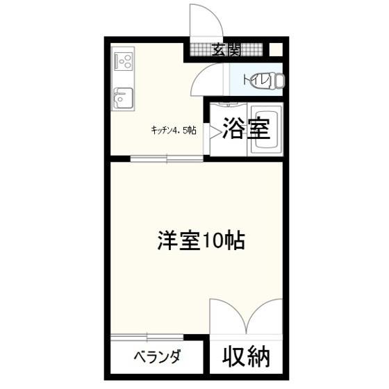 富山地鉄本線 越中荏原駅 徒歩10分 2階建 築38年(1DK/2階)の間取り写真