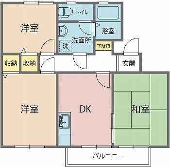 ハイムほりた2階(3DK/2階)の間取り写真