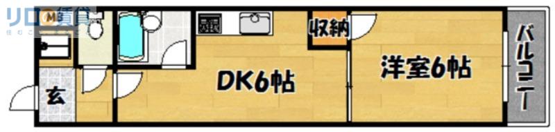 フローラル井上(1DK/1階)の間取り写真