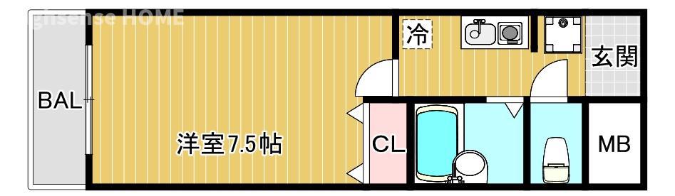 ビオス京橋(1K/2階)の間取り写真
