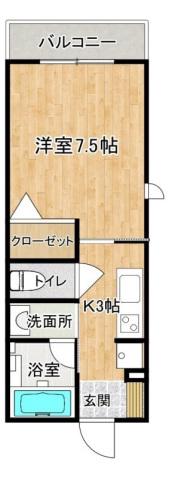 アップル崎岡(1K/2階)の間取り写真