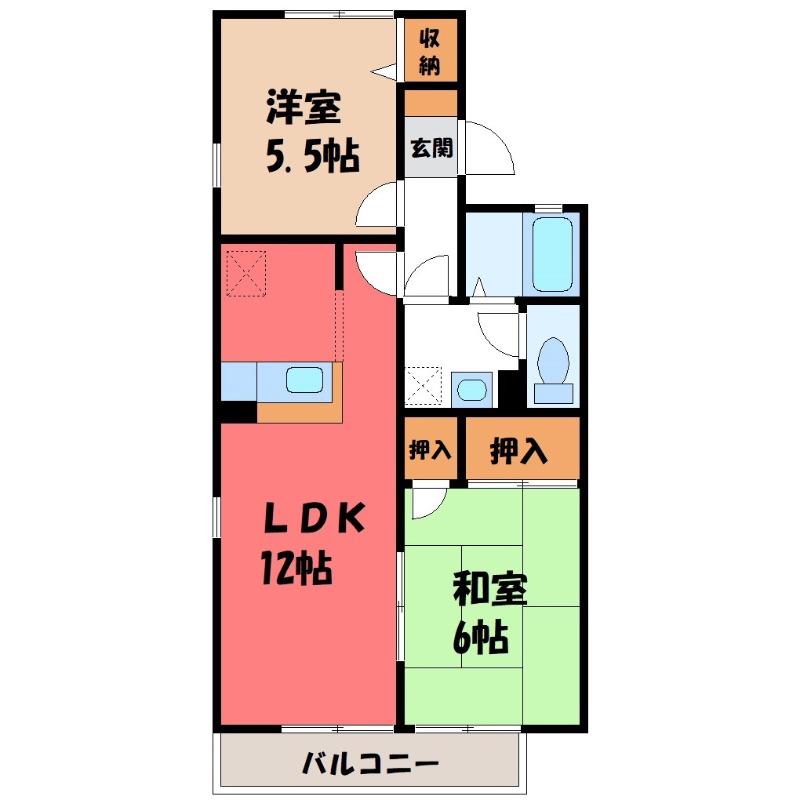 スクウェアガーデン I(2LDK/2階)の間取り写真