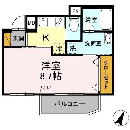 BLANC NEIGE NISHICHIBA(1K/3階)の間取り写真