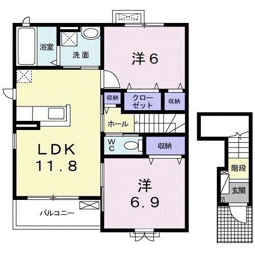 クレバーハウスII(2LDK/2階)の間取り写真