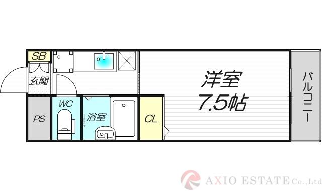 アドミラブル(1K/2階)の間取り写真