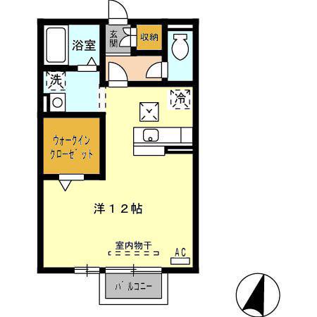 プレミール北口B(ワンルーム/1階)の間取り写真