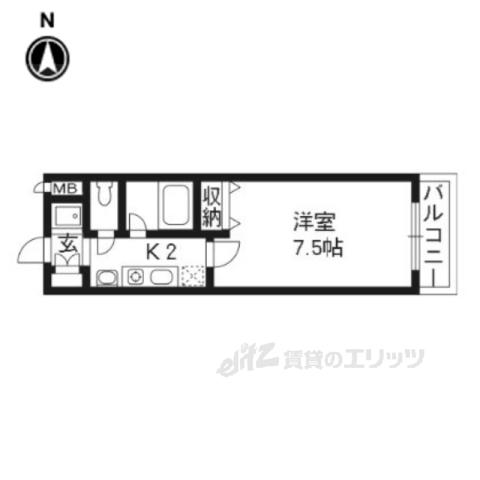 ヒルサイドテラス(1K/3階)の間取り写真