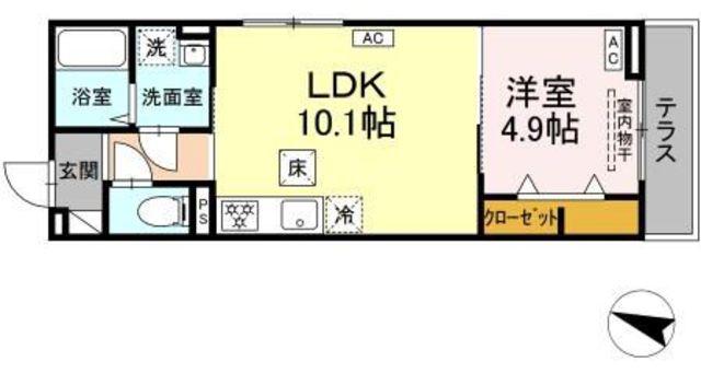 JR常磐線 金町駅 徒歩30分 3階建 新築(1LDK/1階)の間取り写真