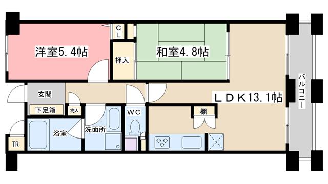 パインフィールド洛東(2LDK/9階)の間取り写真
