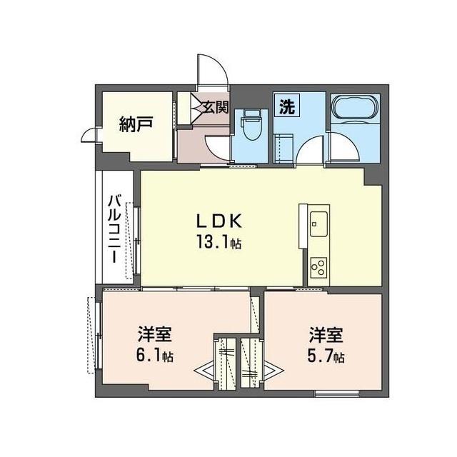 HALE OHANA(2LDK/2階)の間取り写真
