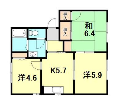 MSシーサイドプラザII C・D(3K/1階)の間取り写真