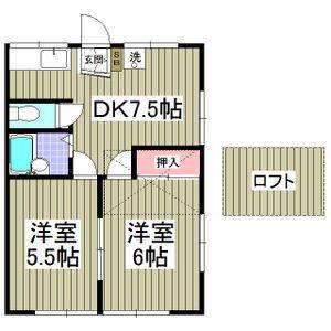 プレステージ大胡I(2DK/1階)の間取り写真