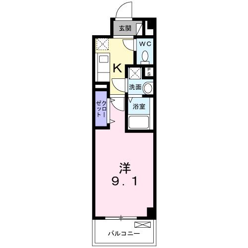 クレール(1K/2階)の間取り写真