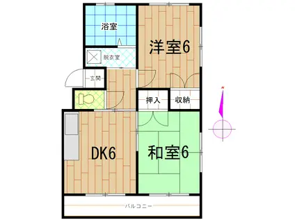 アミノメコーポ(2DK/1階)の間取り写真
