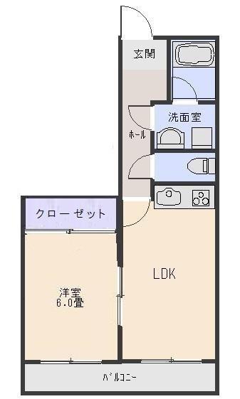 市川第四ビル(1LDK/2階)の間取り写真
