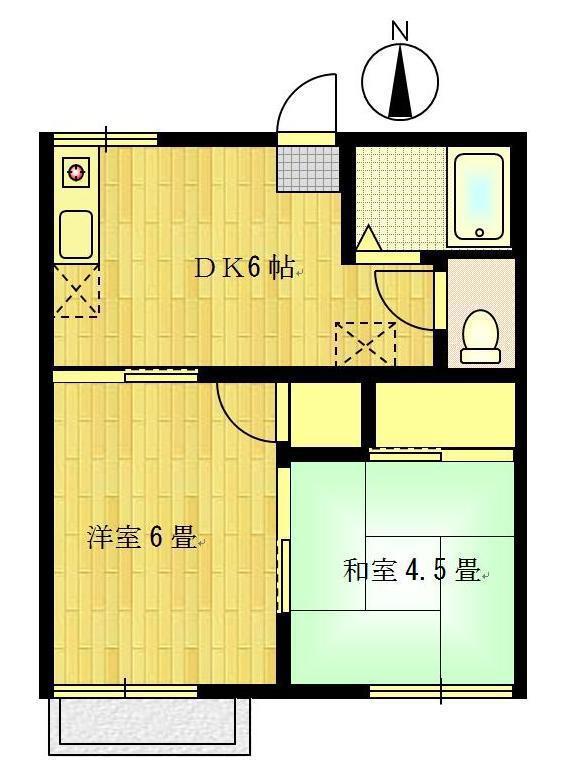 コーポかむら(2DK/2階)の間取り写真