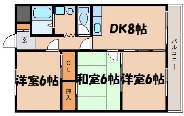 ルクソール安芸(3DK/3階)の間取り写真