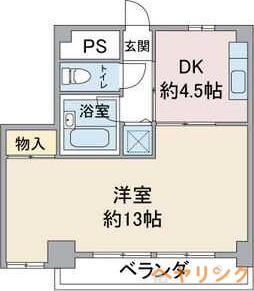 山の手荘(1DK/3階)の間取り写真