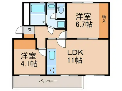 すすき野団地6-4号棟(2LDK/3階)の間取り写真