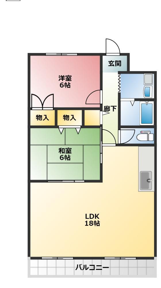 フェニックス壱番館(2LDK/1階)の間取り写真