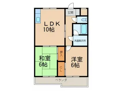 サンライズ島本(2LDK/2階)の間取り写真