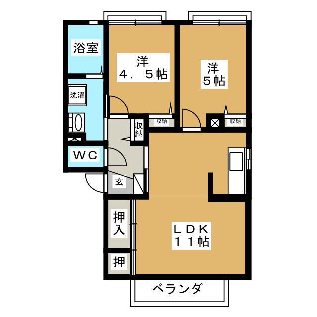 サンハイム東大垣 C(2LDK/2階)の間取り写真