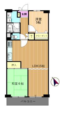メゾン鹿島台(2LDK/7階)の間取り写真