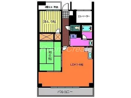 リバーサイド南末広六番館(2LDK/3階)の間取り写真