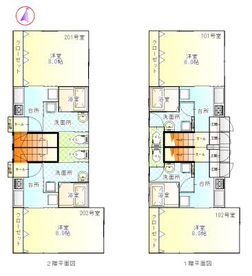 酒田市入船町(1K/1階)の間取り写真