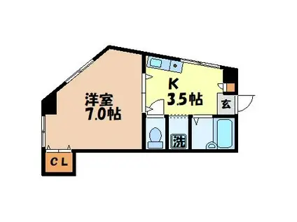 奥村ビル(1K/4階)の間取り写真