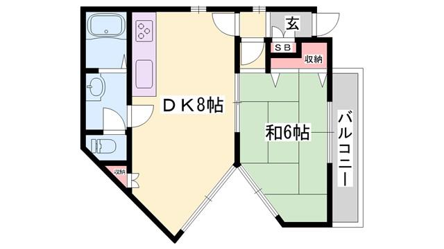 サファイア御立A棟(1DK/1階)の間取り写真