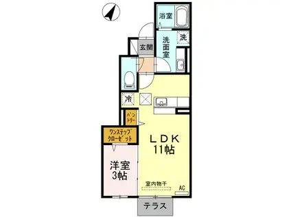 フジレスト(1LDK/1階)の間取り写真