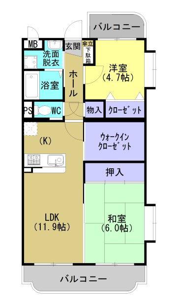 サンライズK(2SLDK/3階)の間取り写真