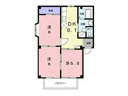 グリーンハイツまくやま(3DK/2階)の間取り写真