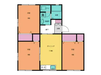 タウニィ・ヒラタ(3DK/1階)の間取り写真