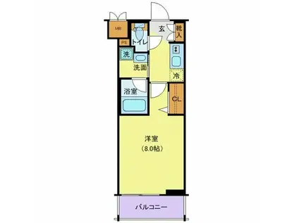 ハーモニーレジデンス新宿御苑ザウエスト(1K/2階)の間取り写真