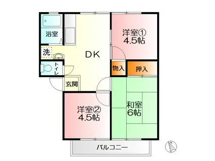 スカイタウン上今泉(3DK/2階)の間取り写真