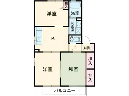 ディアコートE(3K/2階)の間取り写真