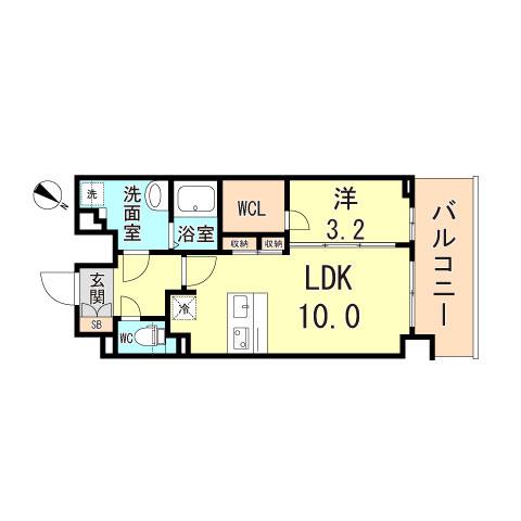 GENOVIA神戸湊川公園(1LDK/15階)の間取り写真