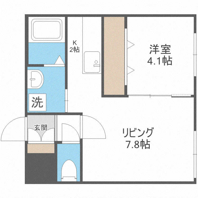 SERAM美園(1LDK/2階)の間取り写真