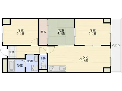 エクシード国分(3LDK/10階)の間取り写真