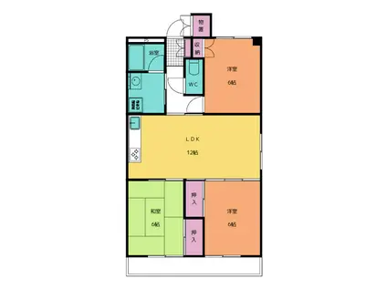 RISAIA鎌田(3LDK/3階)の間取り写真