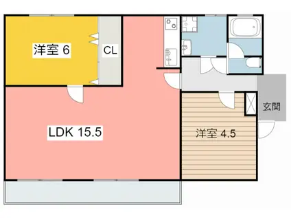 VILLA永吉 A(2LDK/1階)の間取り写真