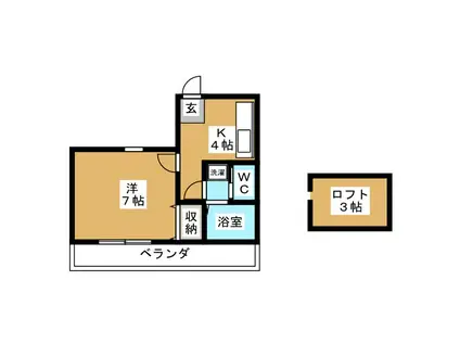 ラフィネ戸塚(1K/2階)の間取り写真