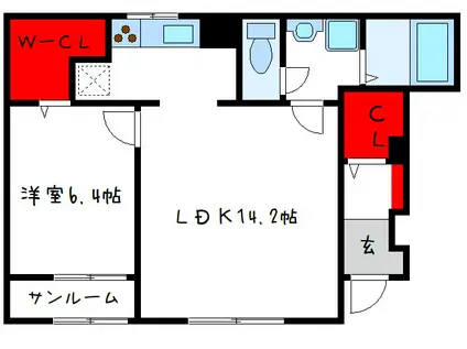 フロリア(1LDK/1階)の間取り写真