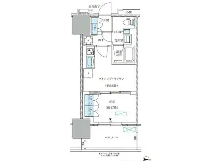パークアクシス西大島コンフォートスクエア(1DK/4階)の間取り写真